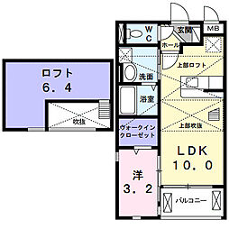 サンライズ 2階1LDKの間取り
