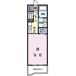 グリーンメゾン 1Kの間取図画像
