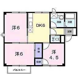 プラドール木村Ａ 2階3DKの間取り