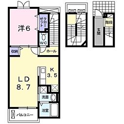 カレント 1LDKの間取図画像