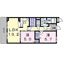 京阪宇治線 中書島駅 徒歩31分の賃貸アパート 1階2LDKの間取り