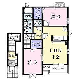 メゾン・喜美 2階2LDKの間取り
