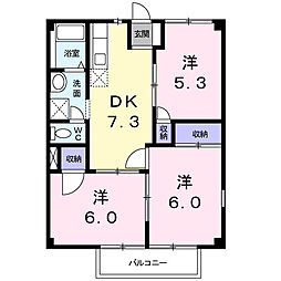 エクセルステージIII 1階3DKの間取り