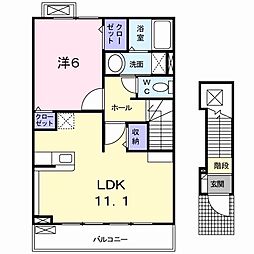 サンハイム　Ａ 2階1LDKの間取り