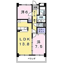 名古屋市営鶴舞線 塩釜口駅 バス10分 島田下車 徒歩3分の賃貸マンション 3階2LDKの間取り