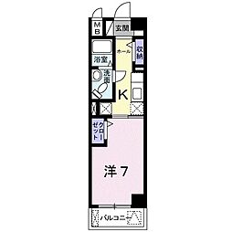 西武新宿線 本川越駅 徒歩8分の賃貸マンション 6階1Kの間取り
