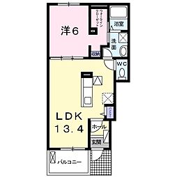 グリーンヒルズII 1階1LDKの間取り