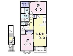エルシオンI 2階2LDKの間取り