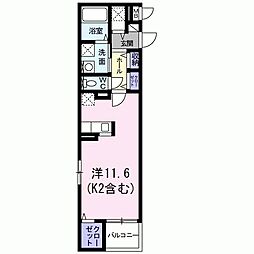 スターカレント1 ワンルームの間取図画像