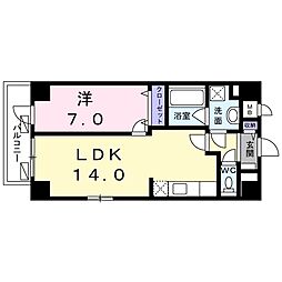 JR山手線 目黒駅 徒歩9分の賃貸マンション 4階1LDKの間取り