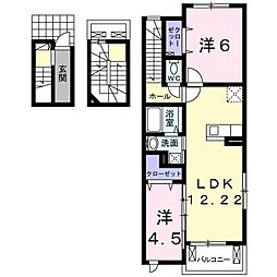 JR東海道本線 東刈谷駅 徒歩14分の賃貸アパート 3階2LDKの間取り