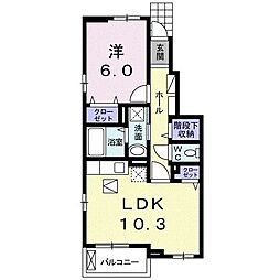 JR飯田線 船町駅 徒歩23分の賃貸アパート 1階1LDKの間取り