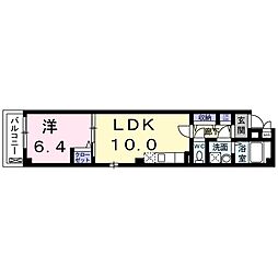 京都市営烏丸線 五条駅 徒歩10分の賃貸マンション 2階1LDKの間取り