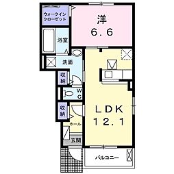 名鉄名古屋本線 一ツ木駅 徒歩13分の賃貸アパート 1階1LDKの間取り