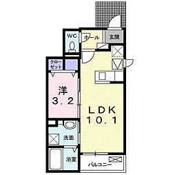 エラーブル 1階1LDKの間取り