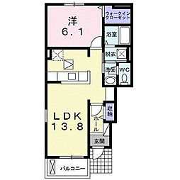 関東鉄道常総線 南守谷駅 徒歩18分の賃貸アパート 1階1LDKの間取り
