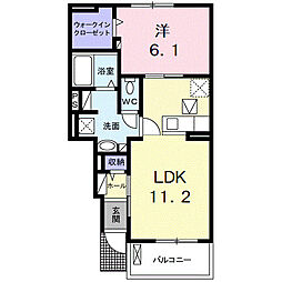 西武池袋線 西所沢駅 徒歩19分の賃貸アパート 1階1LDKの間取り