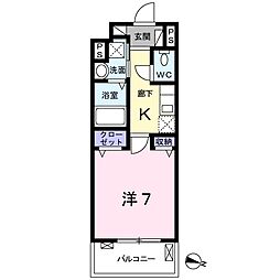 都営大江戸線 光が丘駅 徒歩10分の賃貸マンション 2階1Kの間取り