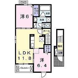 スイート　レイ 2階2LDKの間取り