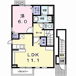 JR上越線 沼田駅 徒歩25分の賃貸アパート 2階1LDKの間取り