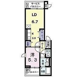 ベルアンジュ 1LDKの間取図画像