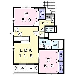 グラン・シェル3 2LDKの間取図画像