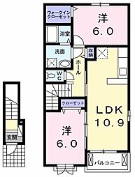 リアン 2階2LDKの間取り
