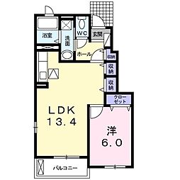 埼玉高速鉄道 浦和美園駅 徒歩29分の賃貸アパート 1階1LDKの間取り