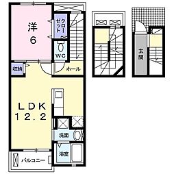 エクセレント 3階1LDKの間取り