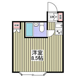 JR中央線 西国分寺駅 徒歩20分の賃貸マンション 1階ワンルームの間取り