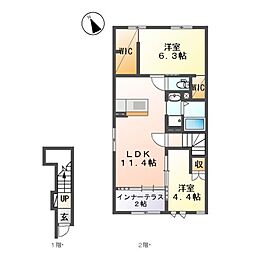 モルガンＡ 2階2LDKの間取り