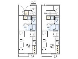 京成本線 京成八幡駅 徒歩22分の賃貸アパート 1階1Kの間取り