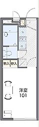 レオパレスパークヒルズ 2階1Kの間取り