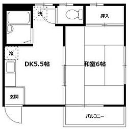 相鉄本線 星川駅 徒歩8分の賃貸アパート 2階1DKの間取り