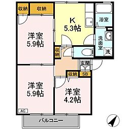 西武池袋線 清瀬駅 バス15分 三角山下車 徒歩3分の賃貸アパート 1階3Kの間取り