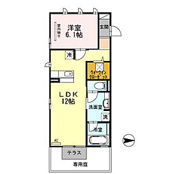 エスポワール・ヴィラ　A棟 1階1LDKの間取り