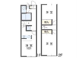 レオパレスビオレハイツ 1階2DKの間取り