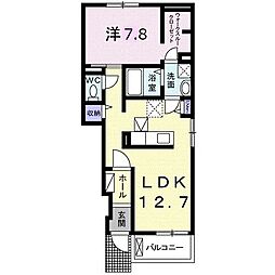 アンプルール　II 1階1LDKの間取り
