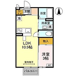 Recente 1LDKの間取図画像