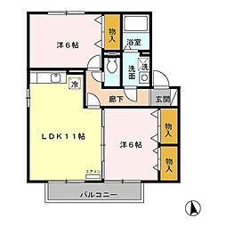 ルミエール 2階2LDKの間取り