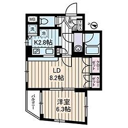 ＯＣＴＯＦＯＬＩＡ 2階1LDKの間取り