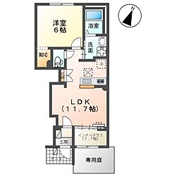 シェモア 1階1LDKの間取り
