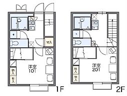 レオパレス星越 2階1Kの間取り