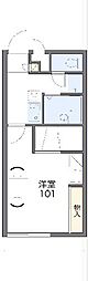 レオパレスアルジャン 2階1Kの間取り