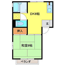フレグランス 2階1DKの間取り