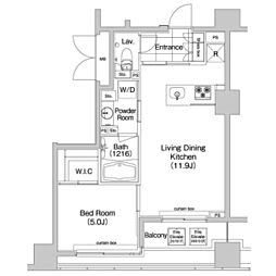コンフォリア新川 1LDKの間取図画像