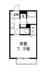 ル・プレジール 1階1Kの間取り