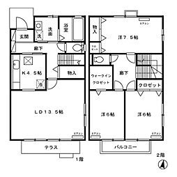 マリーコート 1階3LDKの間取り