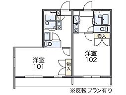JR中央本線 甲府駅 バス11分 東海高校下車 徒歩8分の賃貸マンション 1階1Kの間取り