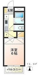 サンパレス英（ハナブサ） 2階1Kの間取り